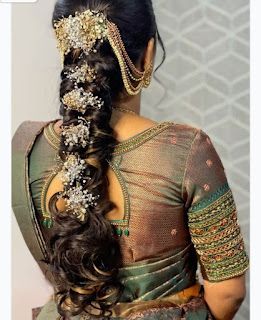 #jewellerydesign #jewellery #jewellerylover #earrings #necklace #fashion #kundanjewellery #diamond #onlineshopping #handmadejewellery #style #bracelet #jewelrydesigner #indianjewellery #jewelleryaddict #handmade #jewelryaddict #bridaljewellery #jewels #jewelrydesign #accessories #silver #diamonds #rings Messy Braid Tutorial, South Indian Lehenga, Rohit Suchanti, Aishwarya Khare, South Indian Wedding Hairstyles, Messy Braid, Bridal Hair Decorations, Bridal Hairstyle Indian Wedding, Hair Style On Saree