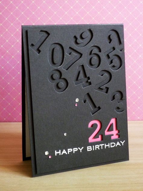 24th Birthday | Supplies: Cardstock: PTI (Smokey Shadow, Ras… | Flickr 24th Birthday, Bday Cards, Happy Cards, Cricut Cards, Birthday Cards Diy, Male Cards, Masculine Cards, Handmade Birthday Cards, Diy Birthday