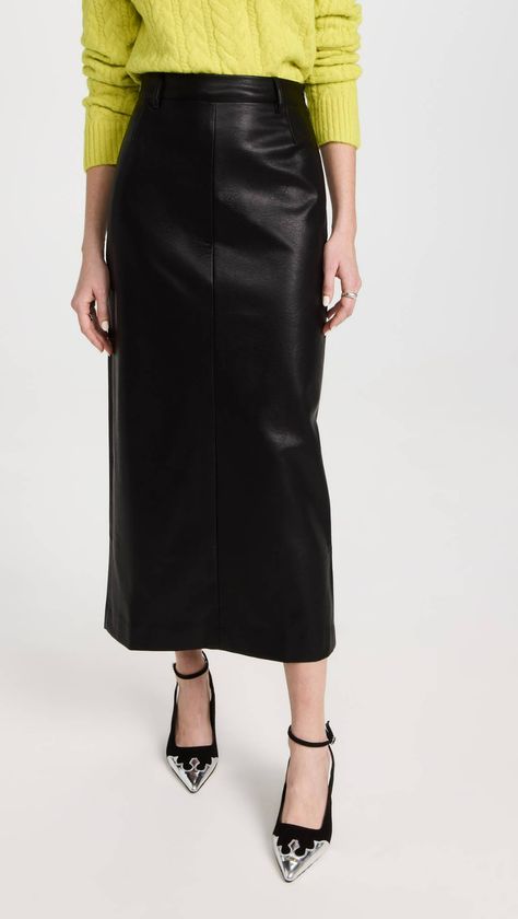 4 Editor-Approved Anti-Trend Pieces | Who What Wear Faux Leather Skirt Outfit Summer, Leather Skirt Outfit Classy, Leather Skirt Outfit Summer, Faux Leather Skirt Outfit, Maxi Leather Skirt, Black Leather Skirt Outfit, Leather Skirt Outfit, Faux Leather Midi Skirt, Pixie Market