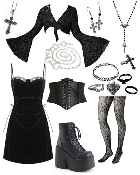 Goth Trendy Outfits, Goth Outfit Halloween, Royal Goth Outfits, Fancy Goth Aesthetic, 90s Gothic Outfits, Gothic Clothing Ideas, Cheap Goth Clothes, Gothic Inspo Outfits, Vampire Asethic Outfits