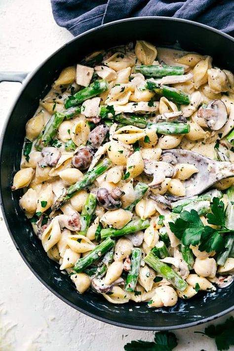 Pasta Shells Recipe, Asparagus Pasta Recipes, Bacon And Mushroom, Easy Asparagus Recipes, Shell Pasta Recipes, Asparagus And Mushrooms, Asparagus Bacon, Shells Recipe, The Recipe Critic