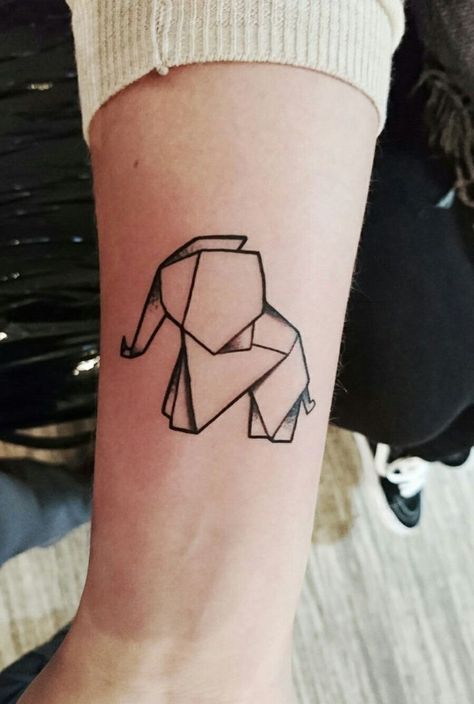 Elefant Tattoo Origami Tier Elephant Animal #Uncategorized Origami Elephant Tattoo, Elephant Tattoo Meaning, Tatuaje Cover Up, Geometric Animal Tattoo, Origami Tattoo, Tattoos Pinterest, Tier Tattoo, Origami Elephant, Elephant Tattoo Design