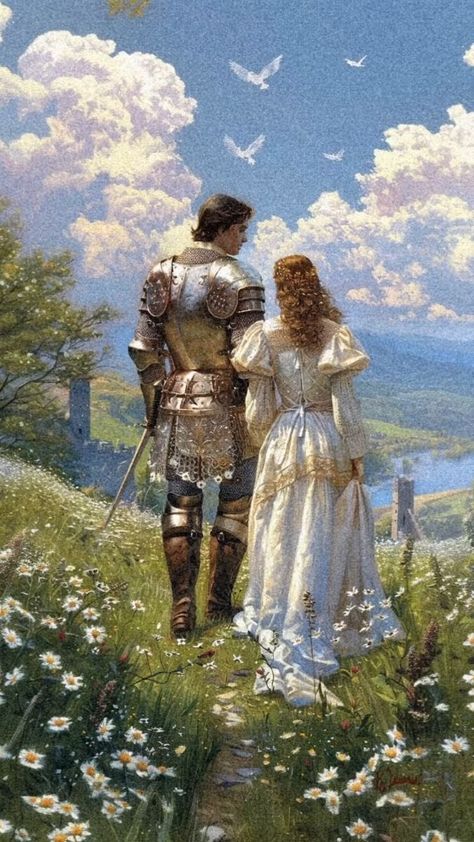 Romance Arte, Knight And Princess, Medieval Romance, Fotografi Digital, 다크 판타지, Romance Art, Princess Aesthetic, Dessin Adorable, Arte Fantasy