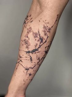 Cherry Blossom Tattoo Men, Pretty Visuals, Cherry Blossom Tattoos, Tattoo Bras Homme, Cherry Blossom Tree Tattoo, Tattoo Ink Sets, Blossom Tree Tattoo, Flower Wrist Tattoos, Men Tattoos Arm Sleeve