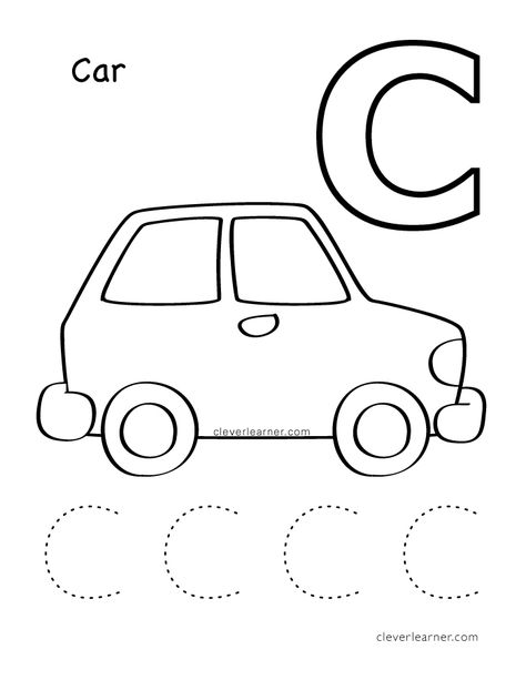 Write Alphabet Worksheet, C Worksheets Preschool, C Is For Craft, Preschool Letter C, C Is For Car, Letter C Worksheet, Letter C Preschool, C Worksheet, C For Cat