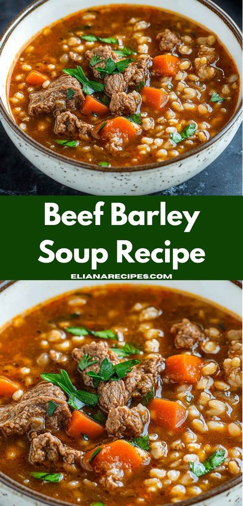 Looking for dinner ideas easy and delicious? Try this Beef Barley Soup. It’s one of the most comforting soup recipes easy to prepare, perfect for beef dinner ideas. Beef Barley, Beef Barley Soup, Barley Soup, Soup And Stew, Homemade Beef, Beef Soup, Soup And Sandwich, Beef Dinner, Easy Soups