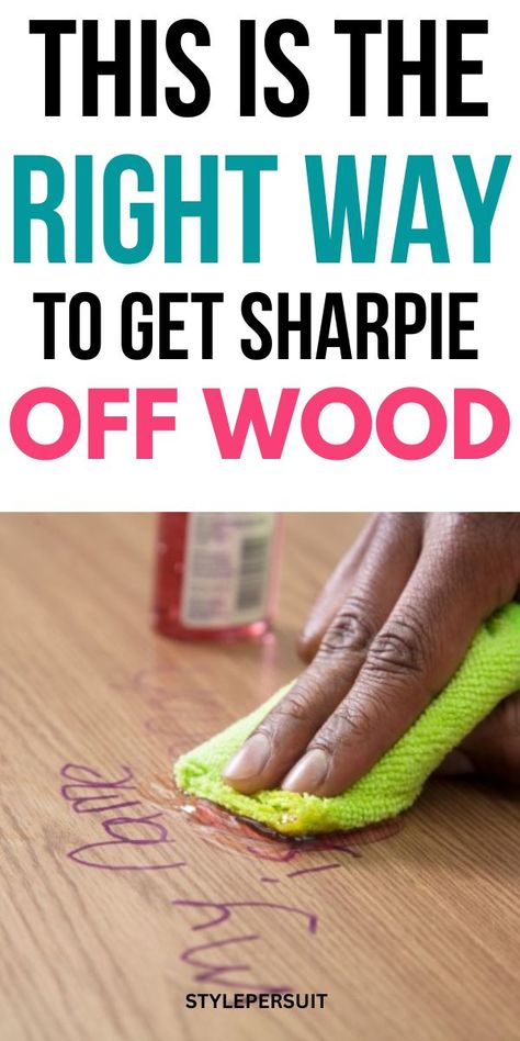 Ready to tackle the task? Give one of these DIY cleaning solutions a try to effectively remove permanent marker stains from most wood surfaces. Removing Stain From Wood, Remove Sharpie, How To Remove Sharpie, Remove Permanent Marker, Marker Stain, Diy Cleaning Solution, Laundry Hacks, Wood Surface, Permanent Marker