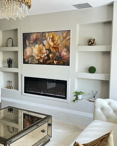 Chill by the fireplace with a bowl of popcorn for National Movie Night! 🍿 🎥 Did you know that Touchstone's Fury electric fireplaces are designed to fit perfectly underneath TVs? Choose the size that best fits your TV on our website! Check out this beautiful Fury 57 installation by @islandgal_5homedecor for inspiration! #fireplacetv #mediaroom #theaterroom #interiordesignideas #nationalmovienight #electricfireplace #touchstonehomeproducts Tv With Fireplace Underneath, Bowl Of Popcorn, Feature Wall Living Room, Electric Fireplaces, By The Fireplace, Theater Room, The Fireplace, Stone Houses, Electric Fireplace