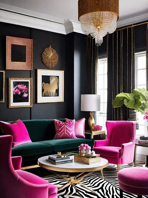 Playful Elegance: Achieve a harmonious blend of sophistication and whimsy with a pink eclectic approach to interior design. Closet Offices, Pink Eclectic, Cozy Closet, Happy Environment, Amazing Interior Design, Apartment Decor Inspiration, Decor Home Living Room, Apartment Inspiration, New Living Room