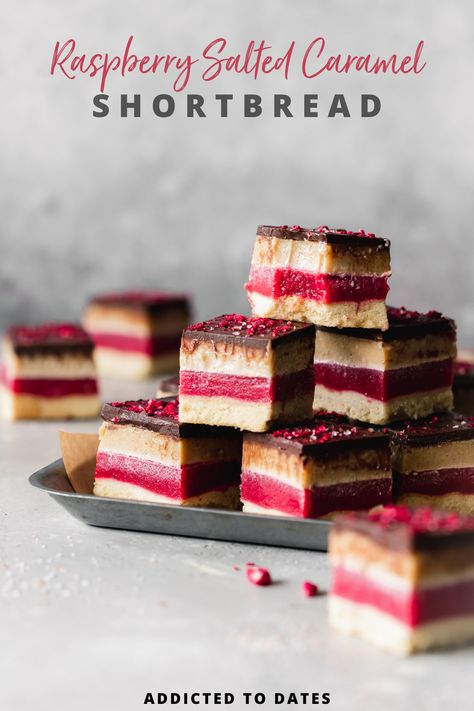 Raspberry Caramel, Millionaires Shortbread, Gluten Free Shortbread, Caramel Shortbread, Millionaire Shortbread, Caramel Slice, Shortbread Bars, Vegan Baking, Free Desserts