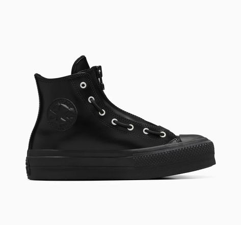 Chuck Taylor All Star Lift Platform Leather Black/Total Eclipse/Black Chuck Taylor Style, Iconic Sneakers, Womens High Top Shoes, Chuck Taylor All Star Lift, Total Eclipse, High Shoes, Top Design, Womens Converse, Black 7