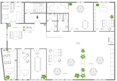 Hybird Office Layout | EdrawMax Free Editbale Printable Hybrid Office Layout, Hybrid Office, Open Office Layout, Office Layout Plan, Remote Location, Office Plan, Office Layout, Remote Workers, Open Office