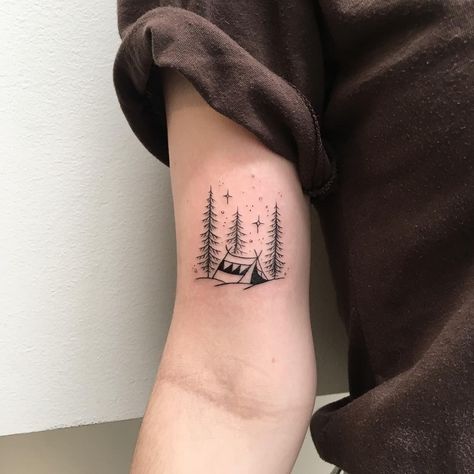 Outdoor Tattoos, Small Nature Tattoo, Outdoor Tattoo, Nature Tattoo Ideas, Tattoos Nature, Camping Tattoo, Lovers Tattoo, Tattoo 2023, Tattoos Matching