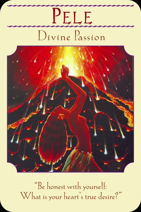 Pele or Divine Passion from Goddess Guidance Oracle Cards. Goddess Guidance Oracle, Fire Goddess, Angel Tarot Cards, Interactive Reading, Angel Tarot, Angel Oracle Cards, Doreen Virtue, Angel Guidance, Daily Tarot