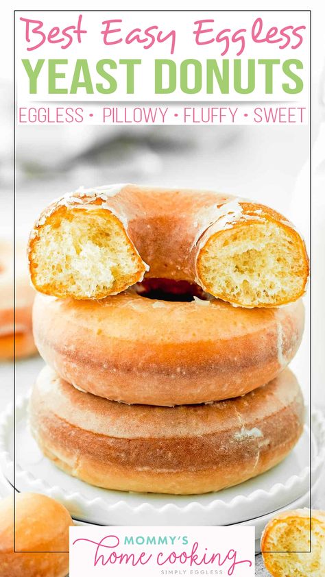 Eggless Donuts Baked, Eggless Donuts Recipes, Egg Free Donut Recipe, Donut Recipe Without Eggs, Eggless Doughnut Recipe, Eggless Desert, Yeast Donuts Recipe, Eggless Donut Recipe, Easy Sponge Cake Recipe