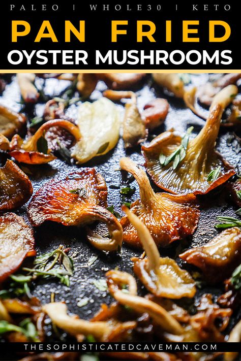 A simple and tasty oyster mushroom recipe made with just a skillet. You'll wish you had more mushrooms! Mushroom Dinner Ideas, Fried Oyster Mushroom Recipe, Craving Recipes, Recipes With Mushrooms, Mushroom Dinner, Fried Oyster Mushrooms, Mushroom Recipes Vegan, Oyster Mushroom Recipe, Fried Oyster