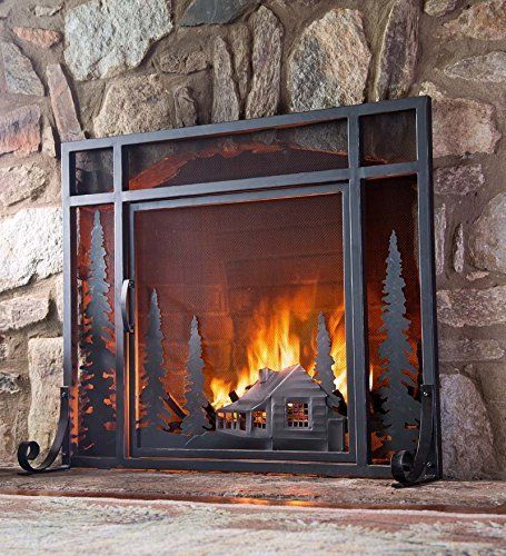 Home Decorators Collection | Small Mountain Cabin Fire Screen With Door >>> Want additional info? Click on the image. Note:It is Affiliate Link to Amazon. #the_love Small Mountain Cabin, Fireplace Screens With Doors, Decorative Fireplace Screens, Black Cabin, Cabin Fireplace, Cabin Small, Metal Fireplace, Fire Screen, Small Fireplace