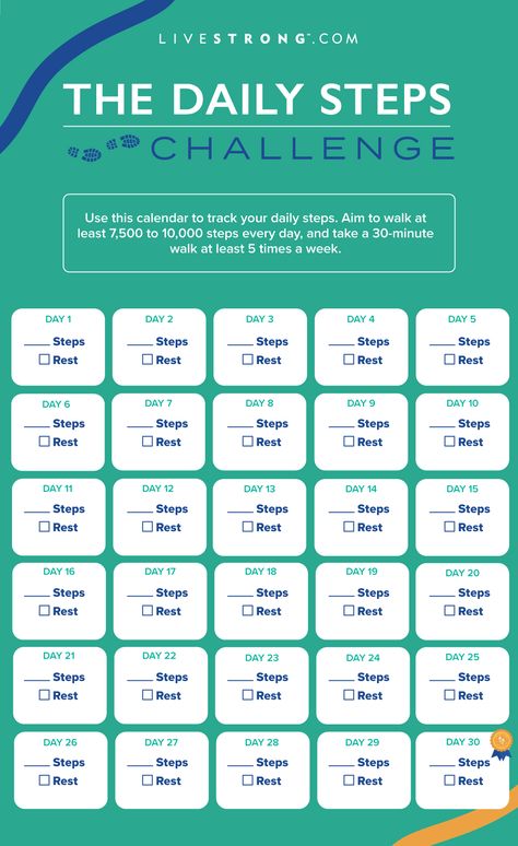 This 30-Day Steps Challenge Will Help You Move More This Month | livestrong Steps Challenge, Step Challenge, Fall Challenge, 10000 Steps A Day, Walking Challenge, Daily Steps, Healthy Spine, Walking Plan, Wellness Challenge