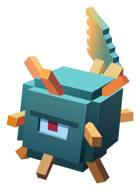 Minecraft Guardian Sticker. The hostile mob that lives in the ocean depths of Minecraft. A lucky one who can defeat him can get a perfectly sliced piece of raw fish.. #game #Minecraft #Mob #Guardian Fish Minecraft, Simple Sandbox, Minecraft Beach House, Minecraft A, Minecraft Stickers, Minecraft Images, Raw Fish, Minecraft Mod, Minecraft Pictures