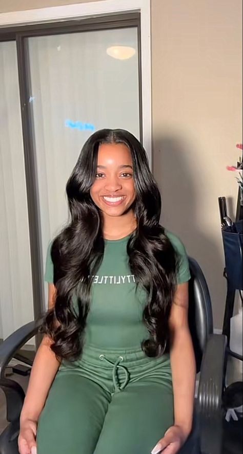 Sweet 16 Hairstyles Straight Hair, Full Side Part Sew In, 26 Inch Bussdown, 30in Middle Part Buss Down, Straight See In Weave Middle Part Leave Out, Long Weave Middle Part, 30 In Sew In Weave, Black Girls Sew In, 20 Inch Bussdown Middle Part