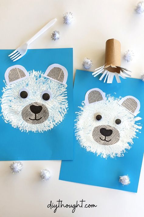 Polar Bear Crafts, Arctic Animals Crafts, Winter Animal Crafts, Polar Bear Craft, Urs Polar, Winter Crafts Preschool, Polar Bear Art, January Crafts, Toddler Arts And Crafts