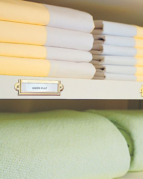 The Well Organized Linen Closet | Hadley Court - Interior Design Blog Linen Closet Shelves, Closet Labels, Organizing Linens, Martha Stewart Home, Organization Closet, Linen Cupboard, Linen Closet Organization, Organizing Labels, Paper Supplies