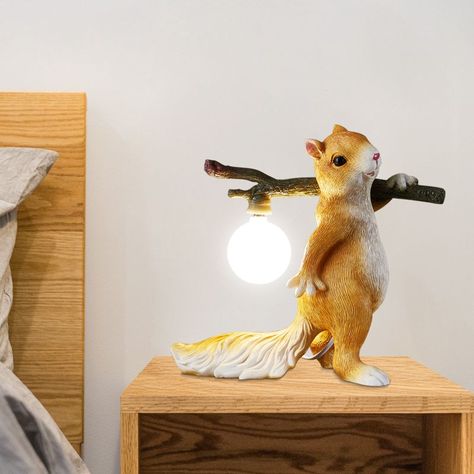 LED Table Light Resin Squirrel Table Lamp Animal Desk Lamp For Children's Room Squirrel Table, Animal Lamp, Design Tech, Modern Desk Lamp, Wood Floor Lamp, Kitchen Ceiling Lights, Wood Chandelier, Ceramics Ideas, Table Lamps For Bedroom