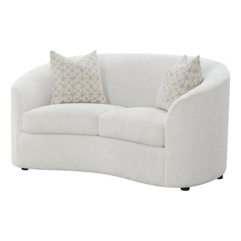 Foundry Select Renis Rory Latte Tight Back Curved Loveseat | Wayfair Boucle Loveseat, Curved Loveseat, Contemporary Seating, Sofa Manufacturers, Modern Loveseat, Coaster Furniture, Types Of Sofas, Leather Loveseat, Living Room Set