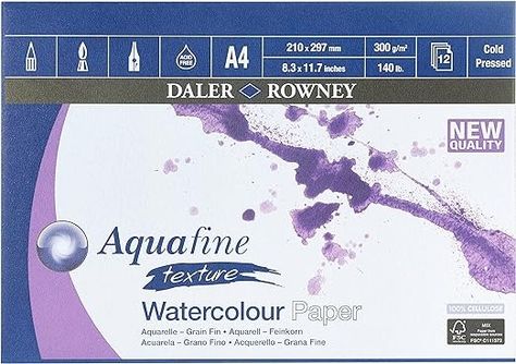 Amazon.com: Daler Rowney Aquafine Watercolour 300gsm Gummed Pad A4 - 12 Sheets Best Watercolor Paper, Paper Machine, Daler Rowney, Note Memo, Watercolor Painting Techniques, Calcium Carbonate, Paper Drawing, Watercolour Paper, Watercolor Pencils