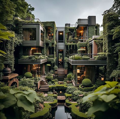 Embrace Nature's Abode In Your Rain Forest Dream Home Rainforest Home, Jungle Home, Luxury Tree Houses, Apartment Exterior, Fantasy House, Rain Forest, Home Building Design, Luxury Homes Dream Houses, Forest House