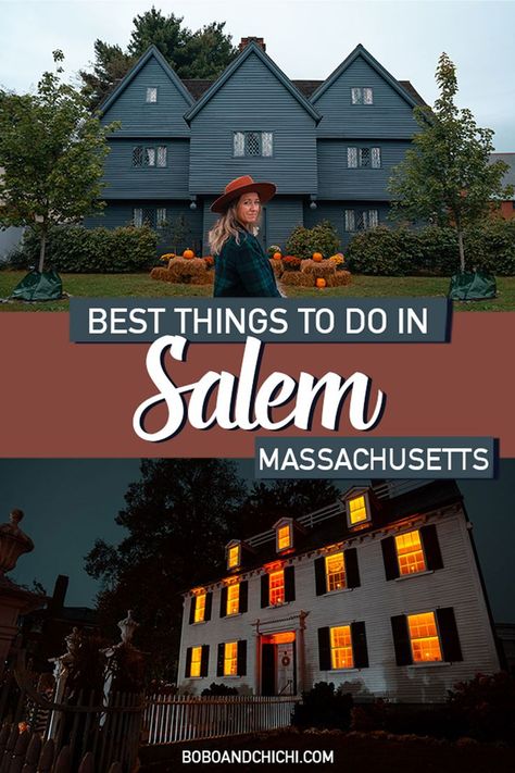 best things to do in Salem Massachusetts travel guide and visiting Salem during Halloween Salem Hocus Pocus, Salem Ma Halloween, New England Trip, Day Trip From Boston, Salem Massachusetts Halloween, Hocus Pocus House, Massachusetts Halloween, Salem Travel, Salem Massachusetts Travel