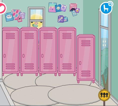 And thats the locker room. I hope you like this School idea 🙂Can i get a follow from u ? Toca Boca Locker Ideas, Create Your Own World, Pastel Cakes, School Lockers, Locker Room, Lockers, Arts And Crafts, Canning