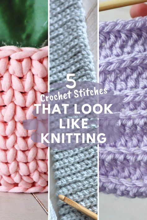 5 Crochet Stitches That Look Like Knitting! Crochet Stitch That Looks Like Knit, Crochet Stitches That Look Like Knitting, Hand Crocheting, Surface Crochet, Crafty Witch, Crochet Turban, Micro Crochet, Crochet Idea, Back Post Double Crochet