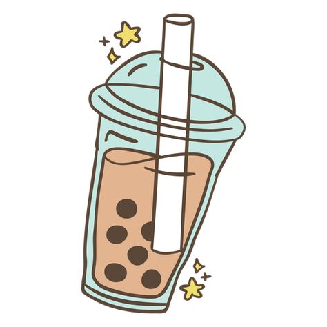 Boba Icons Aesthetic, Boba Icon Png, Bobba Tea Drawings, Boba Tea Illustration Cute, Boba Tea Aesthetic Sticker, Cute Boba Doodles, Boba Illustration Cute, Boba Shop Drawing, Boba Tea Drawing Cute