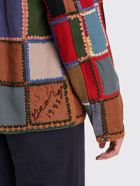 Patchwork Aesthetic, Fox Sewing, Textiles Ideas, Jacket Silhouette, Fashion Collection Inspiration, Alexander Mcqueen Fashion, Mcqueen Fashion, Patchwork Shirt, Hand Stitch