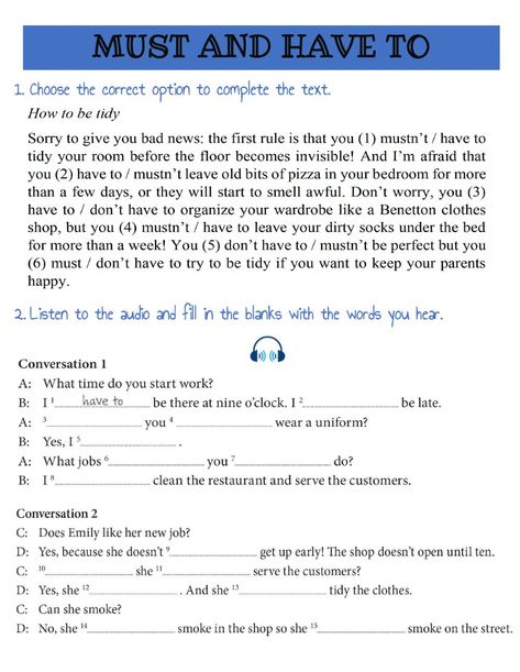 Modal Verbs, English Language Test, The Worksheet, English Grammar Worksheets, English Activities, English As A Second Language (esl), School Worksheets, Grammar Worksheets, English As A Second Language