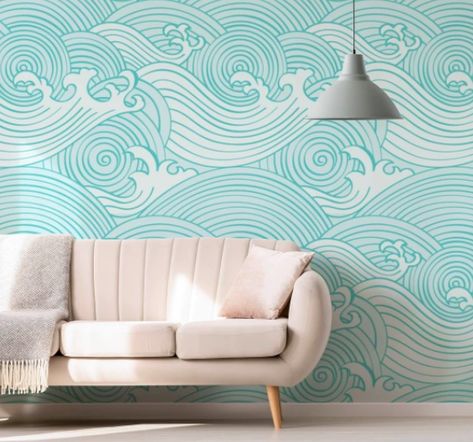 The vacay daydreams are becoming more frequent...luckily for you, we've put together a beach staycation starter kit to tide you over until you can make it to a real one! 🌊🌞🐚 #MUSEWallStudio Colorful Accent Chairs, Sea Themed Decor, Ocean Mural, Light Rug, Wallpaper Ocean, Wall Murals Diy, Neutral Furniture, Waves Wallpaper, Charlottesville Va