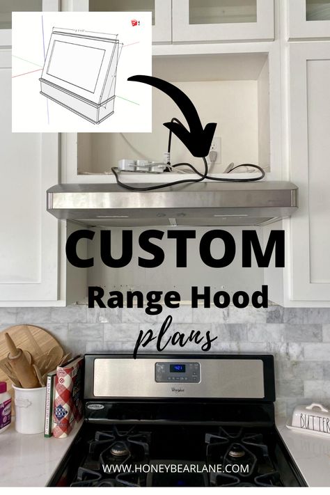 Working with 30 inches of space,  I need to customize the hood to fit in with the rest of the kitchen while still looking nice. DIY range hood ideas. Custom wooden range hood. Wood scrap projects. Vent Covers Diy, Farmhouse Range, Diy Range Hood, Range Hood Ideas, Purple Kitchen Decor, Wooden Range, Ductless Range Hood, Hood Vent Cover, Wooden Range Hood