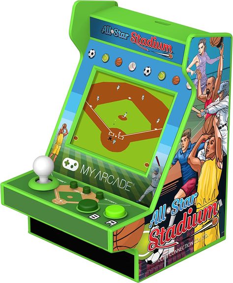 My Arcade All Star Stadium Nano Player- Fully Portable Mini Arcade Machine with 207 Retro Games, 2.4" Screen, Handheld Games - Amazon Canada Mini Arcade Machine, Mini Arcade, Kids Electronics, Game Title, Retro Games, Retro Arcade, Arcade Machine, Kids Area, Green Brands