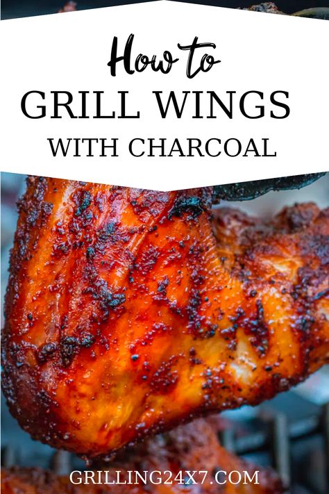 Charcoal Grilled Chicken Wings, Grilled Chicken Wing Recipes, Chicken Wings On Charcoal Grill, Grilling Wings, Charcoal Recipes, Bbq Whole Chicken, Grill Wings, Grilled Chicken Seasoning, Kamado Grill Recipes