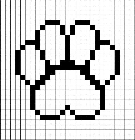 A pixel art template of a paw outline with no fill inside, just black on white. Therian Pixel Art, Preppy Pixel Art, Drawing Ideas Christmas, Pixel Art Chat, Pixel Drawing Ideas, Animal Outline, Graph Paper Drawings, Pixel Art Tutorial, Easy Pixel Art