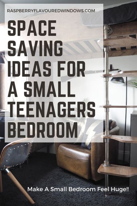 Looking for Space Saving ideas for a small bedroom? Look no further.  Be it  a girls or boys bedroom, young or teenager this is for you. Packed full of cheap DIY projects for those of us on a budget. Along with my top tips on how to make a small bedroom feel huge! #ideasforsmallrooms #smallbedroomideas #teenagerssmallbedroomideas Small Teenage Boys Bedroom Ideas, Small Bedroom Ideas Teen Boy, Small Bedroom For Teen Boy, Teen Room Decor For Boys Small Spaces Bedroom Ideas, Small Bedroom Teen Boy, Teen Boys Small Bedroom Ideas, Teen Boy Small Bedroom, Teen Boy Small Bedroom Ideas, Tiny Boys Bedroom