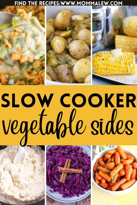 veggie sides Hot Veggie Side Dish, Vegetable Crockpot Recipes, Slow Cooker Vegetable Recipes, Easy Rice Side Dishes, Vegetable Side Dish Recipes, Vegetable Slow Cooker, Crock Pot Vegetables, Summer Side Dishes Recipes, Crockpot Side Dishes