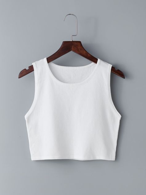 White Casual  Sleeveless Viscose Plain   High Stretch Spring/Fall Women Knitwear Plain White Tank Top, Knit Tops, Plain White, White Casual, White Tank Top, White Tank, Knitwear Women, Basic Tank Top, Knit Top