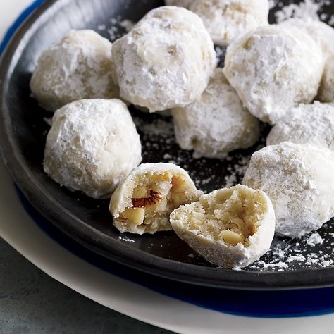 Walnut Snowball Cookies Recipe - Yotam Ottolenghi | Food & Wine Walnut Snowball Cookies, Mexican Wedding Cookies Recipes, Wedding Cookies Recipe, Ball Cookies, Snowball Cookie Recipe, Russian Tea Cake, Mexican Wedding Cookies, Snowball Cookies, Walnut Cookies