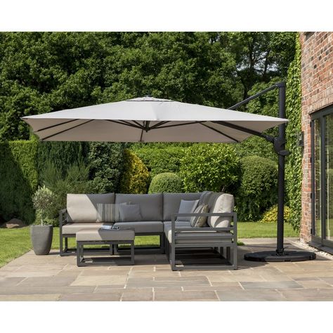 Cantilever Parasol, Offset Patio Umbrella, Garden Parasols, Garden Umbrella, Outside Patio, Cantilever Umbrella, Outdoor Gardens Design, Backyard Garden Design, Garden Sofa