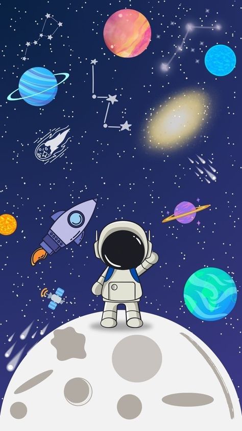 Astronaut Drawing, Astronaut Illustration, Best Wallpaper Hd, Baby Art Projects, Space Drawings, Astronaut Wallpaper, Cute Blue Wallpaper, Space Birthday Party, Galaxy Theme