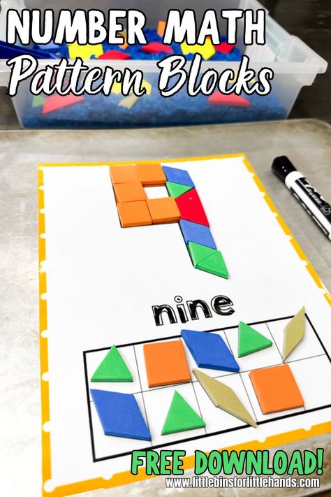 This printable pattern block numbers activity is a fun way to teach young kids about number recognition and shape recognition! This activity is the perfect addition to your favorite low-prep activities, whether you’re a parent or teacher. Preschoolers will love learning about various shapes and how they come together to create the corresponding number. Grab your FREE printable below! Pattern Blocks Activities, Pattern Block Templates, Number Facts, Block Numbers, Simple Science Experiments, Numbers Activity, Free Slime, Borax Slime, Free Printable Numbers