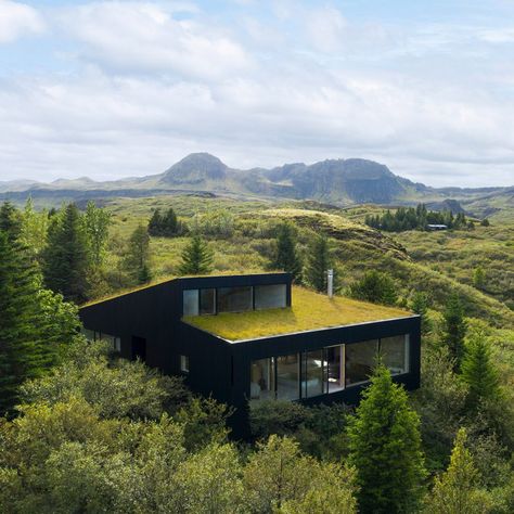 Iceland House, Turf House, Nordic Architecture, Iceland Vacation, Passive Solar Design, Mountain Vacations, Timber Cladding, Bright Homes, Timber House