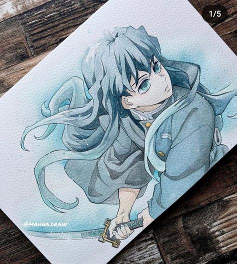 Muichiro Watercolor, Muichiro Drawing Sketch, Tokito Sketch, Tokito Drawing, Muichiro Sketch, Hashira Drawing, Muichiro Drawing, Demon Slayer Sketch, Face Art Drawing